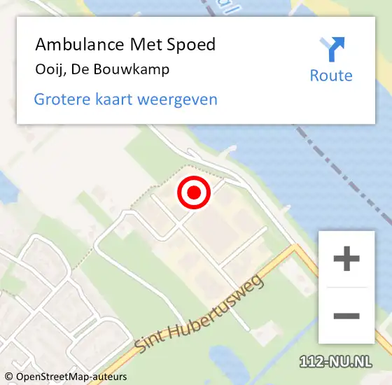 Locatie op kaart van de 112 melding: Ambulance Met Spoed Naar Ooij, De Bouwkamp op 25 oktober 2022 14:40