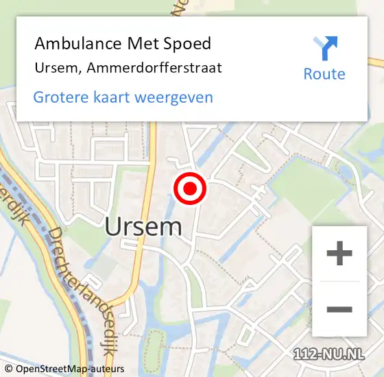 Locatie op kaart van de 112 melding: Ambulance Met Spoed Naar Ursem, Ammerdorfferstraat op 25 oktober 2022 14:41