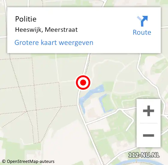 Locatie op kaart van de 112 melding: Politie Heeswijk-Dinther, Meerstraat op 10 oktober 2013 11:21