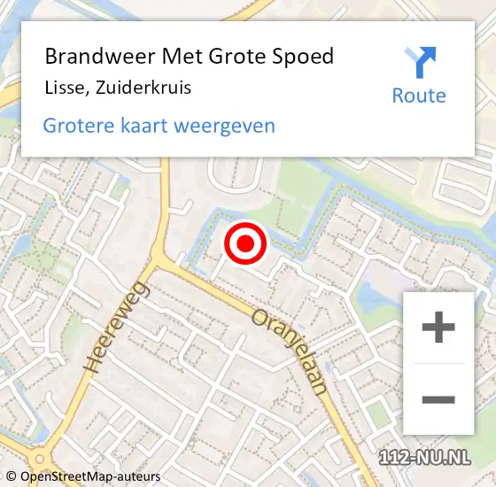 Locatie op kaart van de 112 melding: Brandweer Met Grote Spoed Naar Lisse, Zuiderkruis op 25 oktober 2022 14:42