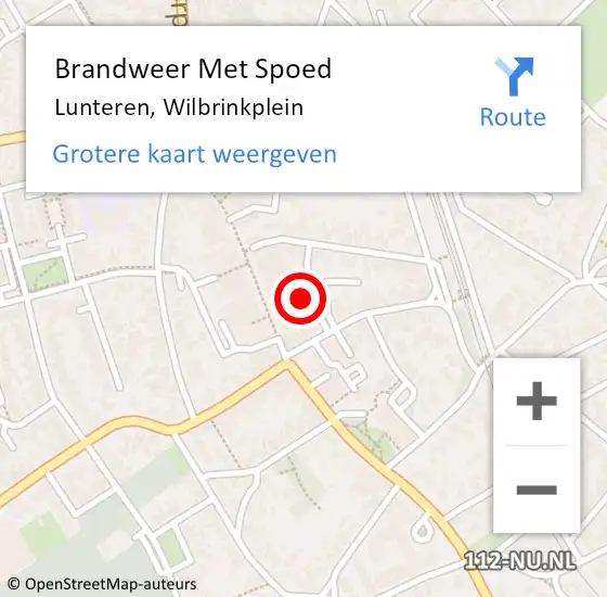 Locatie op kaart van de 112 melding: Brandweer Met Spoed Naar Lunteren, Wilbrinkplein op 25 oktober 2022 15:12