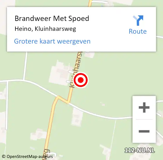 Locatie op kaart van de 112 melding: Brandweer Met Spoed Naar Heino, Kluinhaarsweg op 25 oktober 2022 15:17