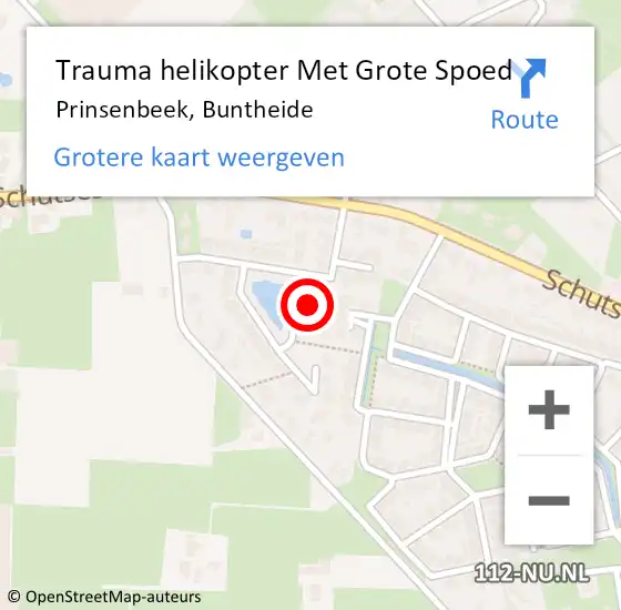 Locatie op kaart van de 112 melding: Trauma helikopter Met Grote Spoed Naar Prinsenbeek, Buntheide op 25 oktober 2022 15:27