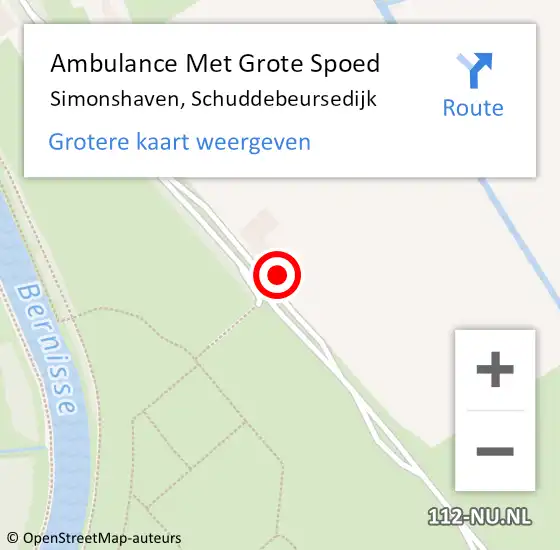 Locatie op kaart van de 112 melding: Ambulance Met Grote Spoed Naar Simonshaven, Schuddebeursedijk op 25 oktober 2022 15:29