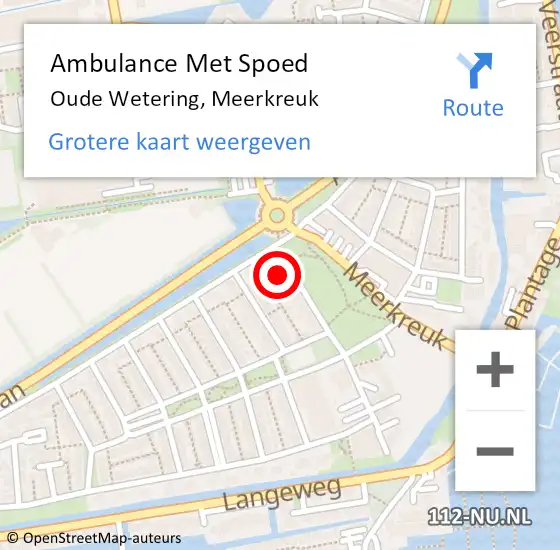 Locatie op kaart van de 112 melding: Ambulance Met Spoed Naar Oude Wetering, Meerkreuk op 25 oktober 2022 15:51