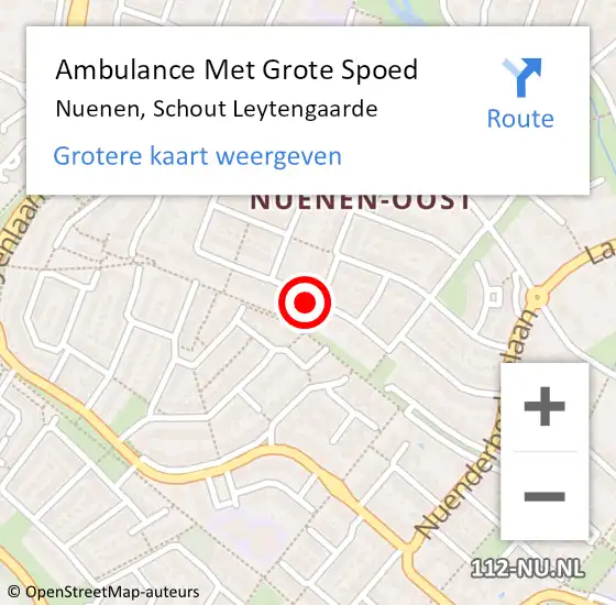 Locatie op kaart van de 112 melding: Ambulance Met Grote Spoed Naar Nuenen, Schout Leytengaarde op 2 augustus 2014 18:37