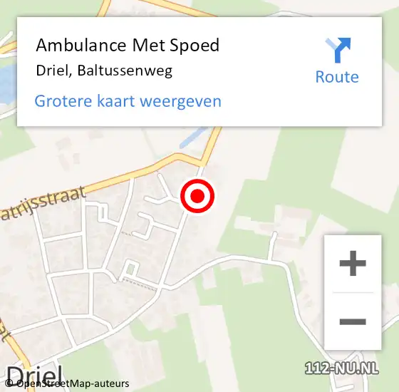 Locatie op kaart van de 112 melding: Ambulance Met Spoed Naar Driel, Baltussenweg op 25 oktober 2022 16:28