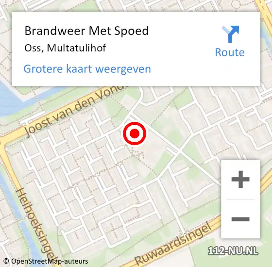 Locatie op kaart van de 112 melding: Brandweer Met Spoed Naar Oss, Multatulihof op 25 oktober 2022 16:42