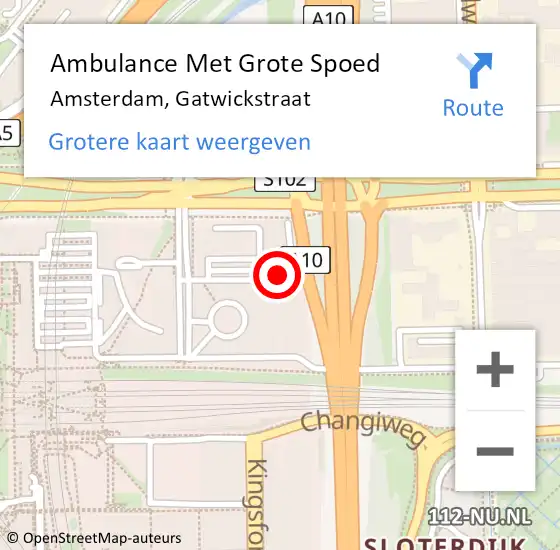 Locatie op kaart van de 112 melding: Ambulance Met Grote Spoed Naar Amsterdam, Gatwickstraat op 25 oktober 2022 17:00