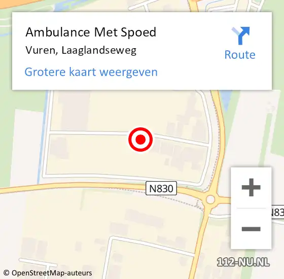 Locatie op kaart van de 112 melding: Ambulance Met Spoed Naar Vuren, Laaglandseweg op 25 oktober 2022 17:04