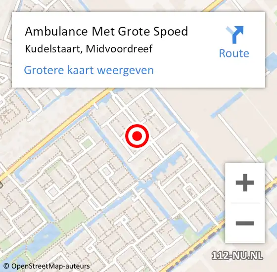 Locatie op kaart van de 112 melding: Ambulance Met Grote Spoed Naar Kudelstaart, Midvoordreef op 25 oktober 2022 17:18