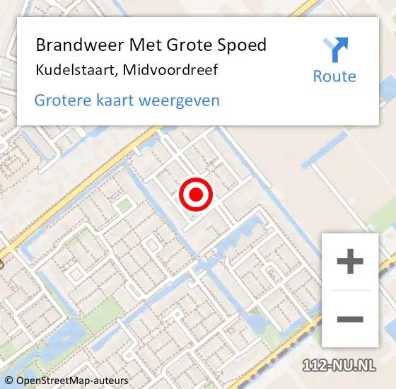 Locatie op kaart van de 112 melding: Brandweer Met Grote Spoed Naar Kudelstaart, Midvoordreef op 25 oktober 2022 17:19