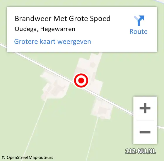 Locatie op kaart van de 112 melding: Brandweer Met Grote Spoed Naar Oudega, Hegewarren op 25 oktober 2022 17:20