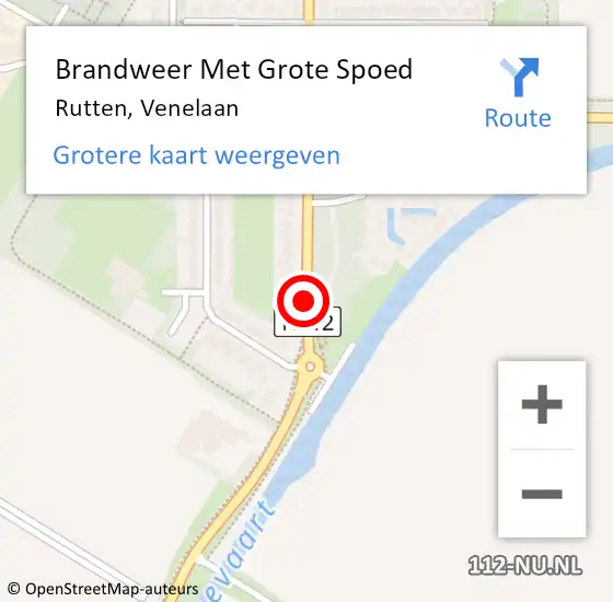 Locatie op kaart van de 112 melding: Brandweer Met Grote Spoed Naar Rutten, Venelaan op 2 augustus 2014 18:47