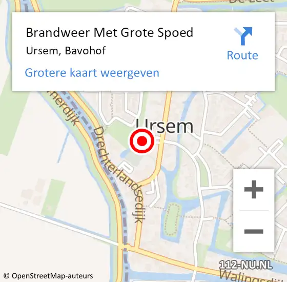 Locatie op kaart van de 112 melding: Brandweer Met Grote Spoed Naar Ursem, Bavohof op 25 oktober 2022 17:21