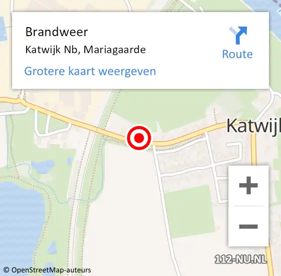 Locatie op kaart van de 112 melding: Brandweer Katwijk Nb, Mariagaarde op 2 augustus 2014 18:49