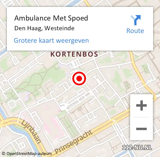 Locatie op kaart van de 112 melding: Ambulance Met Spoed Naar Den Haag, Westeinde op 25 oktober 2022 17:39