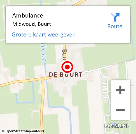 Locatie op kaart van de 112 melding: Ambulance Midwoud, Buurt op 25 oktober 2022 17:54