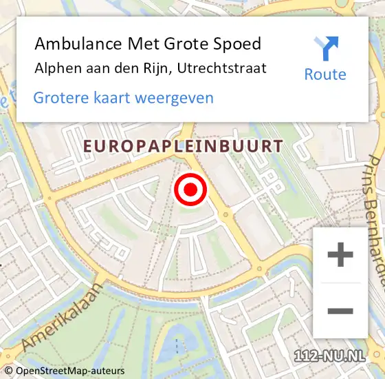 Locatie op kaart van de 112 melding: Ambulance Met Grote Spoed Naar Alphen aan den Rijn, Utrechtstraat op 25 oktober 2022 17:57