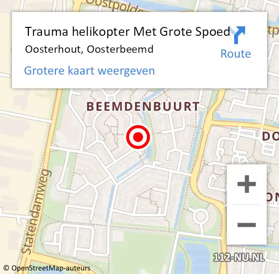 Locatie op kaart van de 112 melding: Trauma helikopter Met Grote Spoed Naar Oosterhout, Oosterbeemd op 25 oktober 2022 18:09
