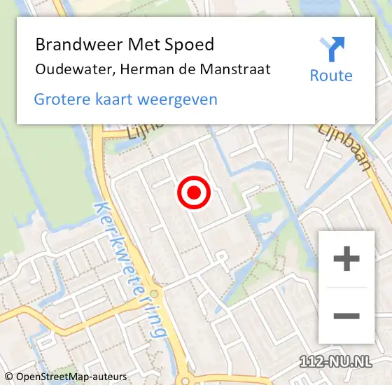 Locatie op kaart van de 112 melding: Brandweer Met Spoed Naar Oudewater, Herman de Manstraat op 25 oktober 2022 18:55