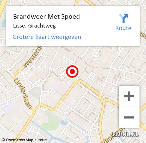 Locatie op kaart van de 112 melding: Brandweer Met Spoed Naar Lisse, Grachtweg op 25 oktober 2022 19:11