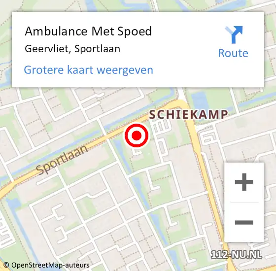 Locatie op kaart van de 112 melding: Ambulance Met Spoed Naar Geervliet, Sportlaan op 25 oktober 2022 19:30