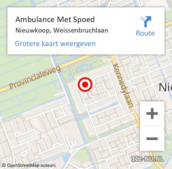 Locatie op kaart van de 112 melding: Ambulance Met Spoed Naar Nieuwkoop, Weissenbruchlaan op 25 oktober 2022 19:39