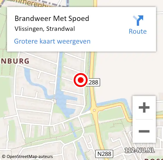 Locatie op kaart van de 112 melding: Brandweer Met Spoed Naar Vlissingen, Strandwal op 25 oktober 2022 19:40