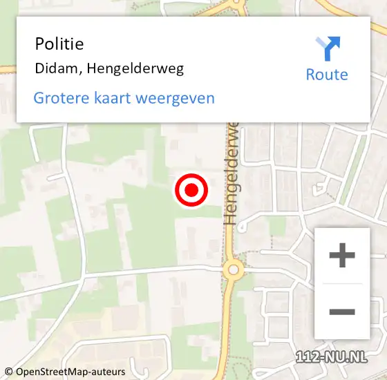 Locatie op kaart van de 112 melding: Politie Didam, Hengelderweg op 25 oktober 2022 19:42