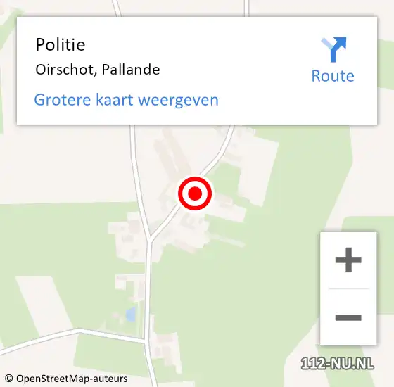 Locatie op kaart van de 112 melding: Politie Oirschot, Pallande op 25 oktober 2022 19:55