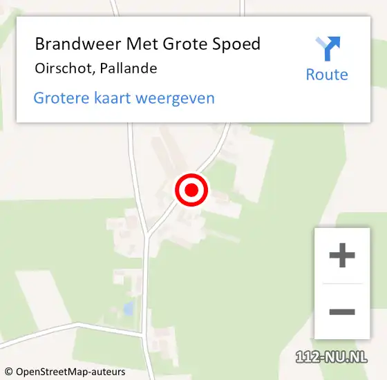 Locatie op kaart van de 112 melding: Brandweer Met Grote Spoed Naar Oirschot, Pallande op 25 oktober 2022 19:57