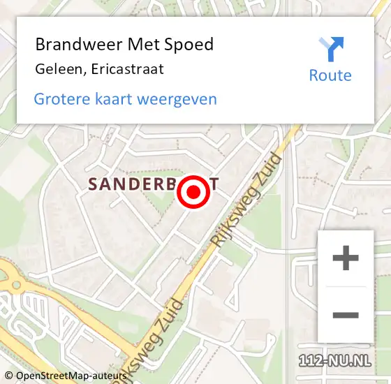 Locatie op kaart van de 112 melding: Brandweer Met Spoed Naar Geleen, Ericastraat op 25 oktober 2022 19:59