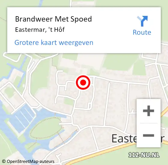 Locatie op kaart van de 112 melding: Brandweer Met Spoed Naar Eastermar, 't Hôf op 25 oktober 2022 20:18