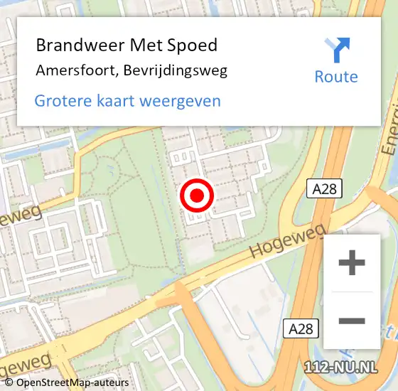 Locatie op kaart van de 112 melding: Brandweer Met Spoed Naar Amersfoort, Bevrijdingsweg op 25 oktober 2022 20:22