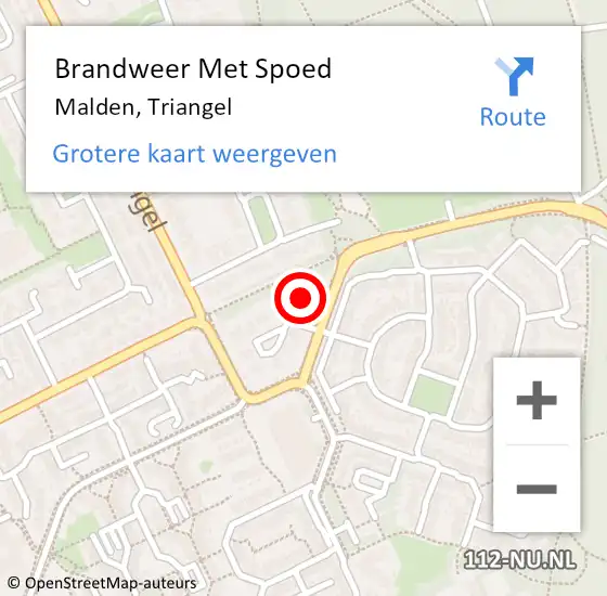 Locatie op kaart van de 112 melding: Brandweer Met Spoed Naar Malden, Triangel op 2 augustus 2014 19:08