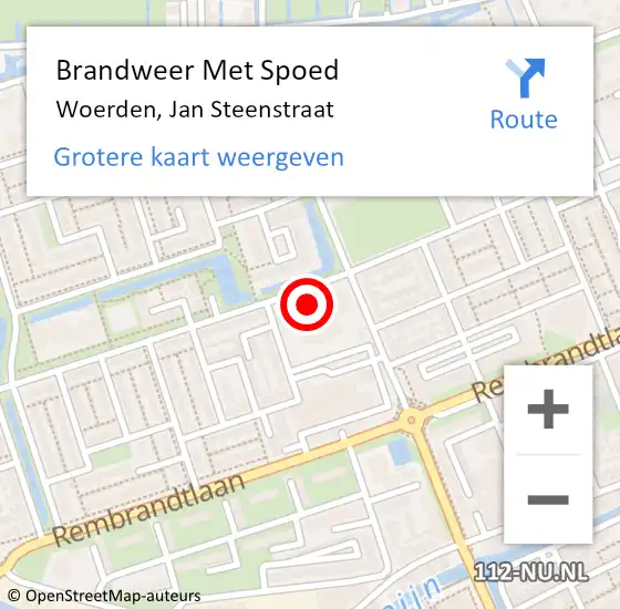 Locatie op kaart van de 112 melding: Brandweer Met Spoed Naar Woerden, Jan Steenstraat op 25 oktober 2022 20:29