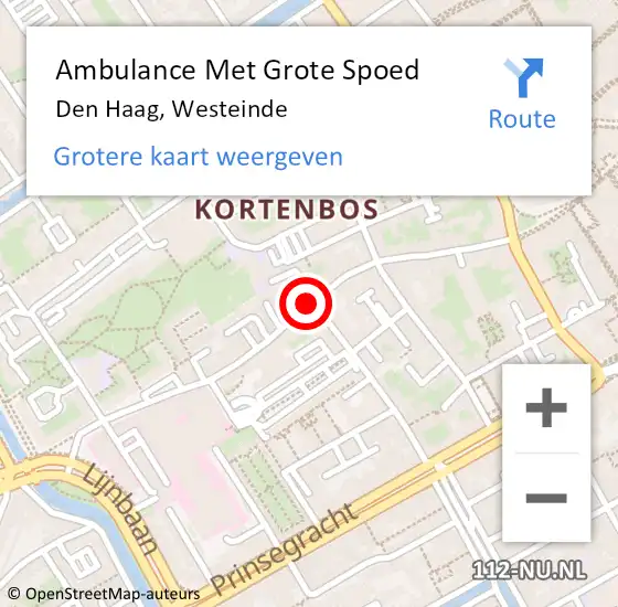 Locatie op kaart van de 112 melding: Ambulance Met Grote Spoed Naar Den Haag, Westeinde op 25 oktober 2022 20:42
