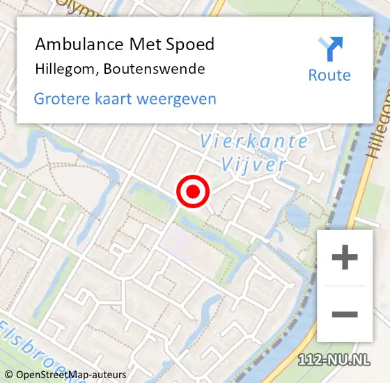 Locatie op kaart van de 112 melding: Ambulance Met Spoed Naar Hillegom, Boutenswende op 25 oktober 2022 21:03