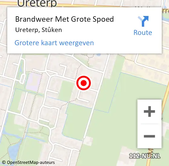 Locatie op kaart van de 112 melding: Brandweer Met Grote Spoed Naar Ureterp, Stûken op 25 oktober 2022 21:28