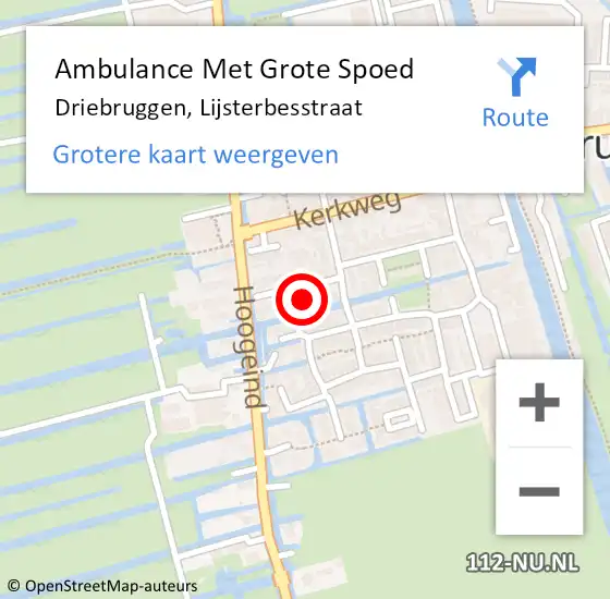 Locatie op kaart van de 112 melding: Ambulance Met Grote Spoed Naar Driebruggen, Lijsterbesstraat op 25 oktober 2022 21:40