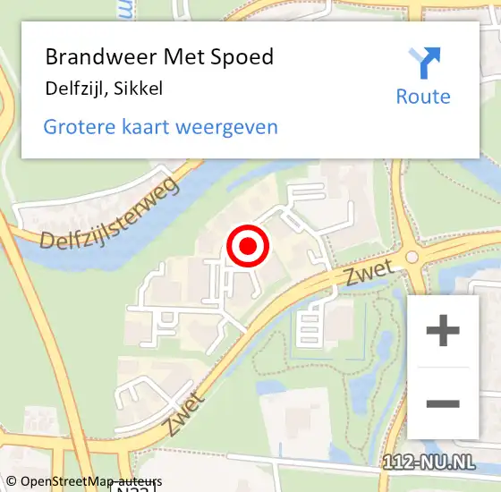 Locatie op kaart van de 112 melding: Brandweer Met Spoed Naar Delfzijl, Sikkel op 25 oktober 2022 21:52