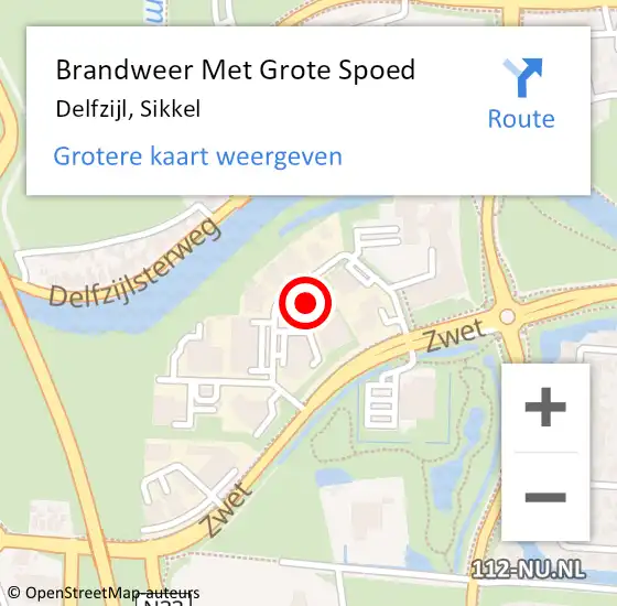 Locatie op kaart van de 112 melding: Brandweer Met Grote Spoed Naar Delfzijl, Sikkel op 25 oktober 2022 21:53