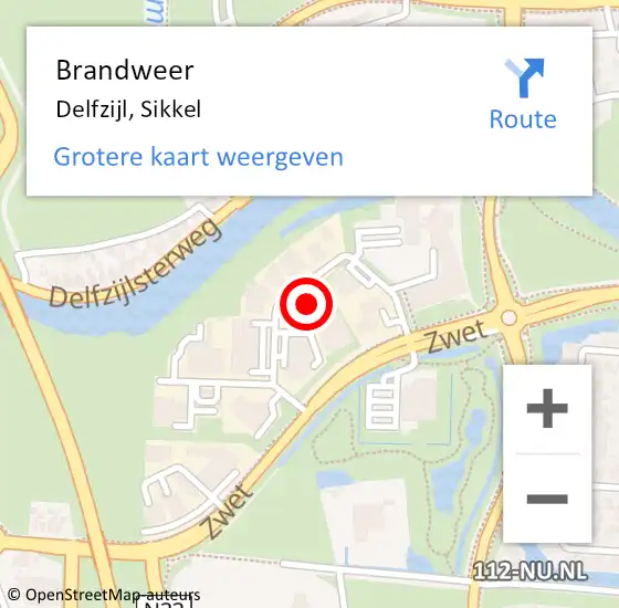 Locatie op kaart van de 112 melding: Brandweer Delfzijl, Sikkel op 25 oktober 2022 21:55