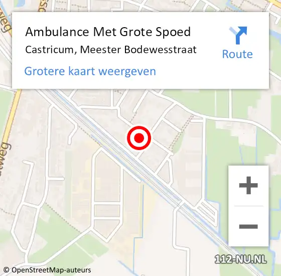 Locatie op kaart van de 112 melding: Ambulance Met Grote Spoed Naar Castricum, Meester Bodewesstraat op 25 oktober 2022 22:39