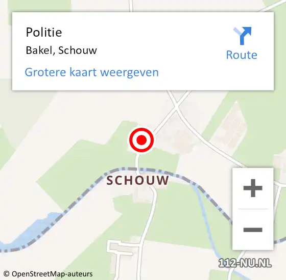 Locatie op kaart van de 112 melding: Politie Bakel, Schouw op 25 oktober 2022 23:24