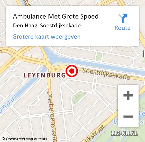 Locatie op kaart van de 112 melding: Ambulance Met Grote Spoed Naar Den Haag, Soestdijksekade op 26 oktober 2022 01:14