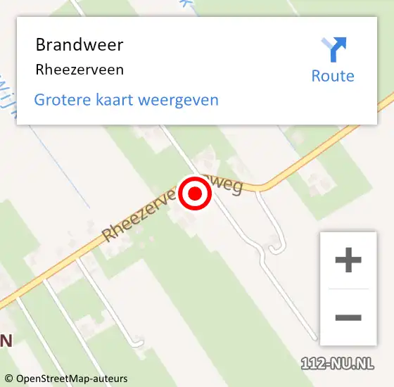 Locatie op kaart van de 112 melding: Brandweer Rheezerveen op 26 oktober 2022 01:22