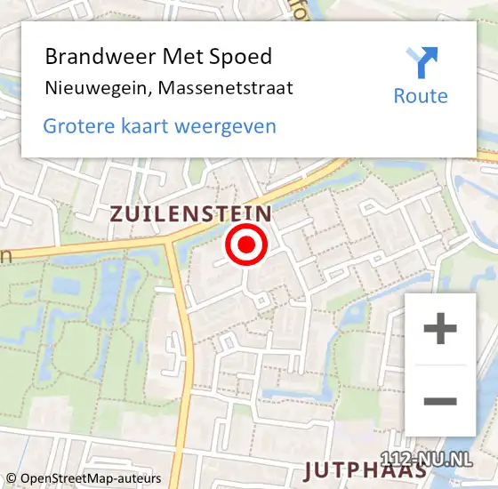 Locatie op kaart van de 112 melding: Brandweer Met Spoed Naar Nieuwegein, Massenetstraat op 26 oktober 2022 01:23