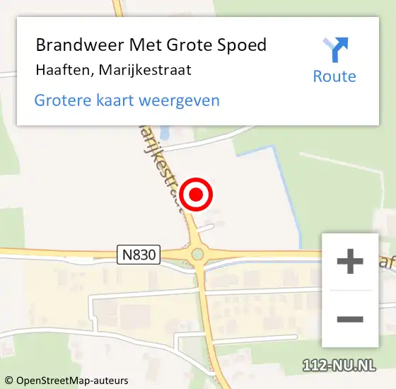 Locatie op kaart van de 112 melding: Brandweer Met Grote Spoed Naar Haaften, Marijkestraat op 26 oktober 2022 01:55